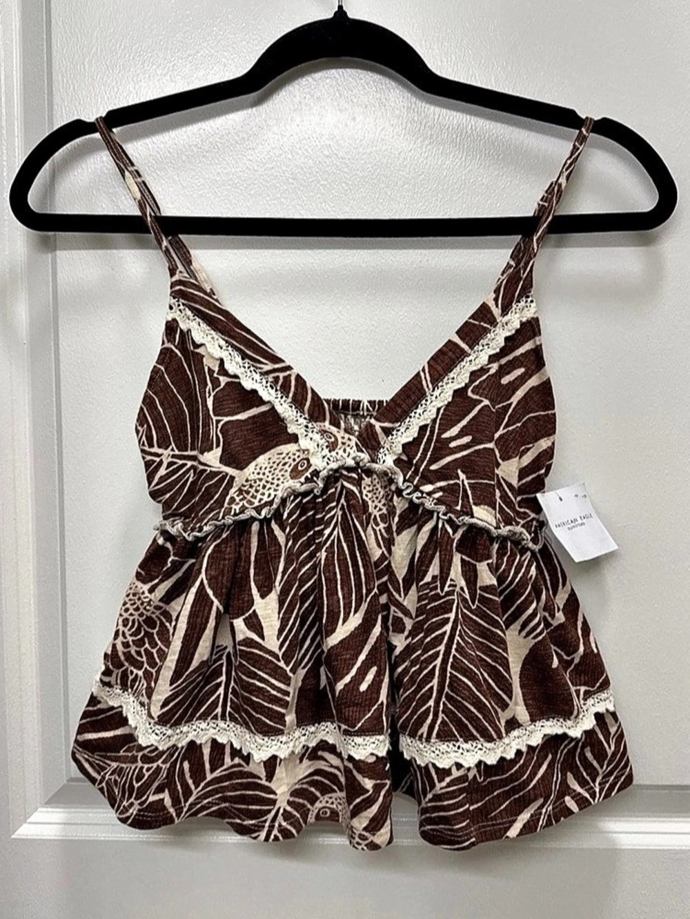 American Eagle Brown & White Cotton Cami Size XS NWT
